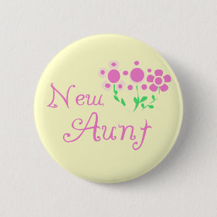 New Aunt Pink Flowers Tshirts and Gifts 6 Cm Round Badge