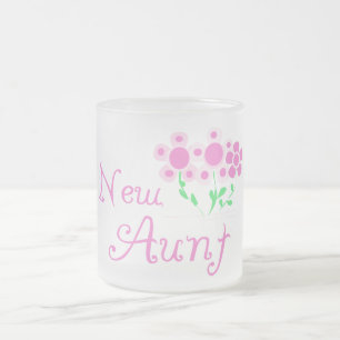 New Aunt Pink Flowers Tshirts and Gifts Frosted Glass Coffee Mug