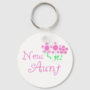 New Aunt Pink Flowers Tshirts and Gifts Key Ring