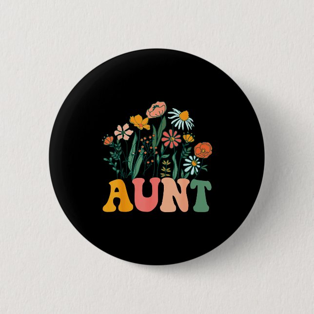 New Aunt Wildflower First Birthday &amp; Baby Show 6 Cm Round Badge (Front)