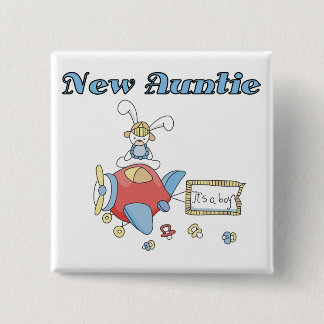New Auntie - Aeroplane Tshirts and Gifts 15 Cm Square Badge