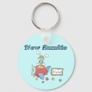 New Auntie - Aeroplane Tshirts and Gifts Key Ring