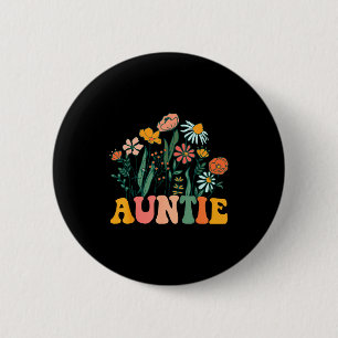 New Auntie Wildflower First Birthday &amp; Baby Sh 6 Cm Round Badge