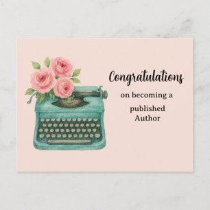 New Author Congratulations Typewriter  Postcard