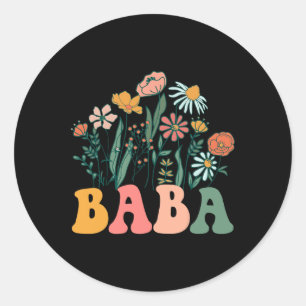 New Baba Wildflower First Birthday & Baby Show Classic Round Sticker