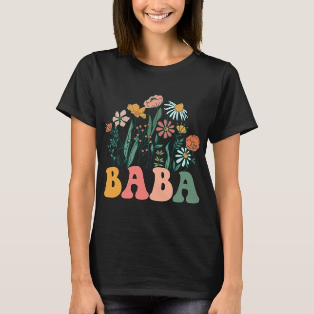 New Baba Wildflower First Birthday &amp; Baby Show T-Shirt (Front)