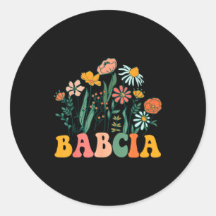 New Babcia Wildflower First Birthday & Baby Sh Classic Round Sticker