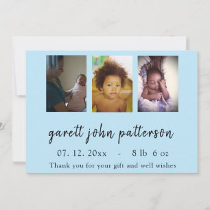 New Baby 3-image Blue Announcement
