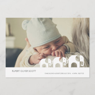 New Baby Along Came Elephant Announcment card