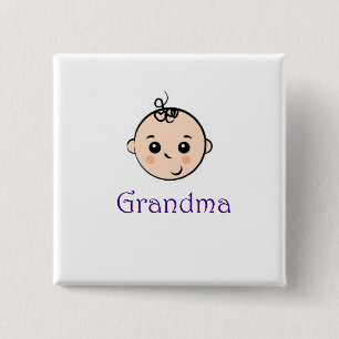New Baby and Grandma 15 Cm Square Badge