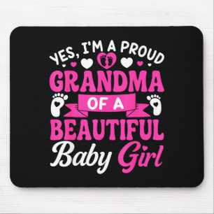New Baby Announcement 1st Time Proud Girl Grandma Mouse Pad
