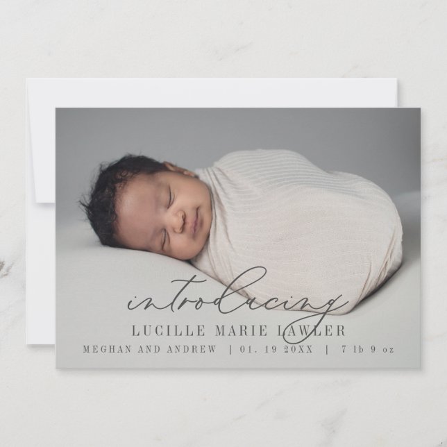 New baby Announcement Introducing Script (Front)