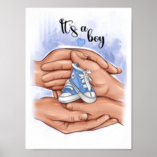 New Baby Announcement – Parents Holding Baby 👣 Poster (Front)