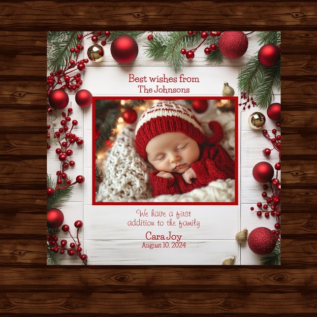 New Baby Announcement Photo Christmas  Tile (Creator Uploaded)