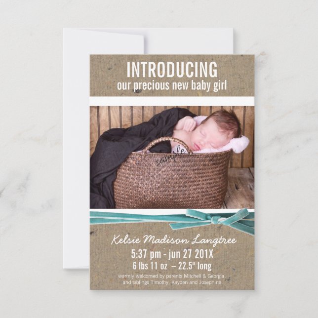 New Baby Announcement with Large Photo (Front)