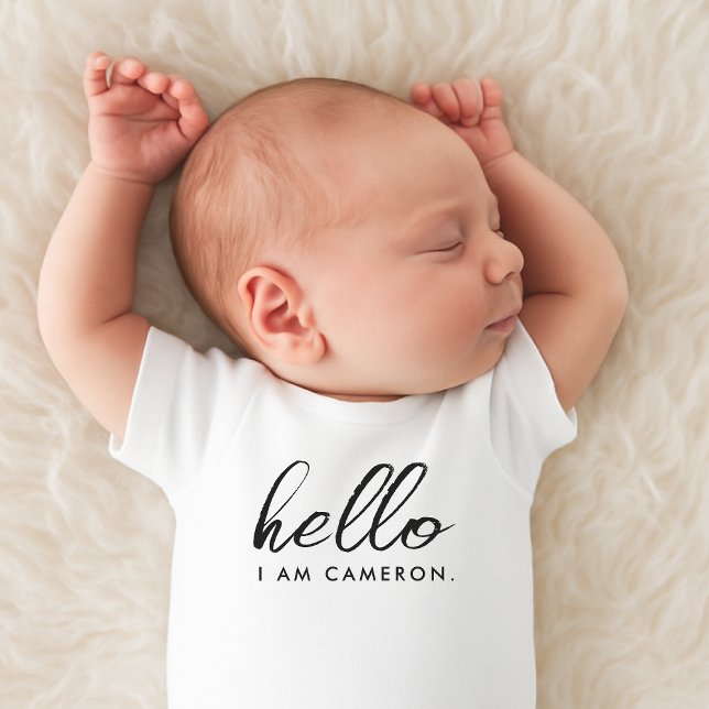 New Baby Arrival Announcement Hello Name Baby Bodysuit (Creator Uploaded)