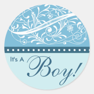 New Baby   Birth Announcement   Baby Shower Blue Classic Round Sticker