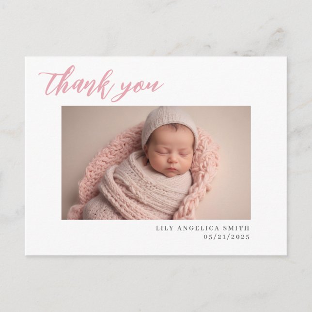 New Baby Birth announcement card with photo (Front)