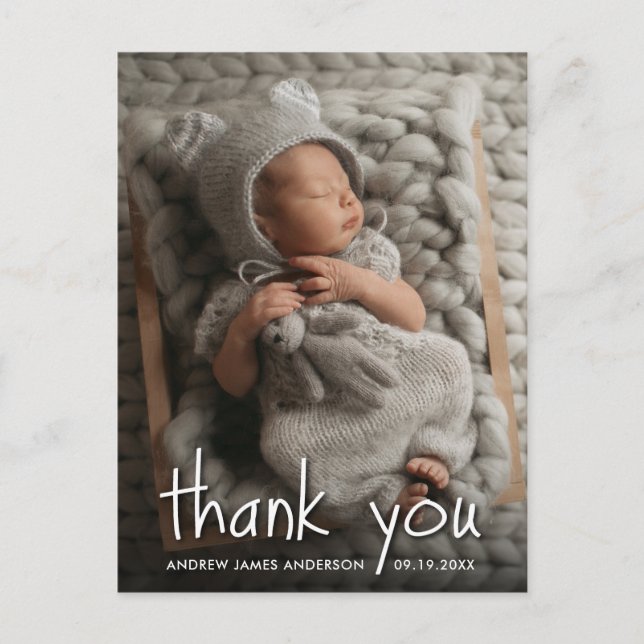 New Baby Birth Announcement Thank You Postcard (Front)