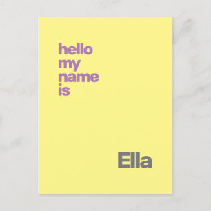 new baby birth announcement yellow purple modern postcard