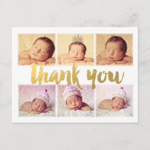 New Baby Birth Gold Thank You Photo Frame Postcard