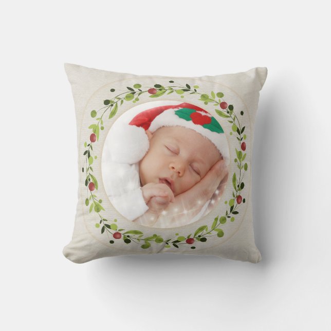 New baby birth stats Christmas, Birth Announcement Cushion (Front)