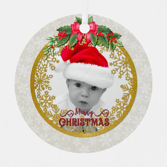 New baby birth stats Christmas, Birth Announcement Metal Tree Decoration (Front)