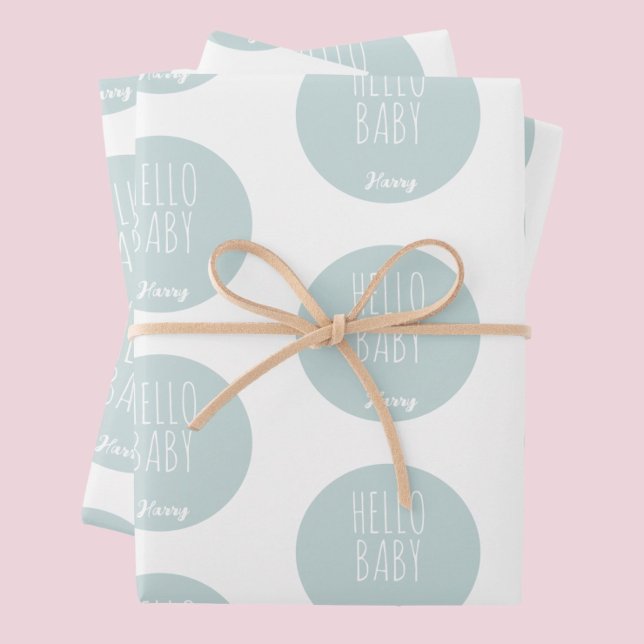 New Baby Blue Green Modern Elegant  Wrapping Paper Sheet (Creator Uploaded)