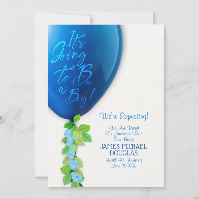 New Baby Boy Announcement Card (Front)