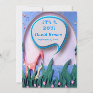 New Baby Boy Announcement Card  with Photo Add