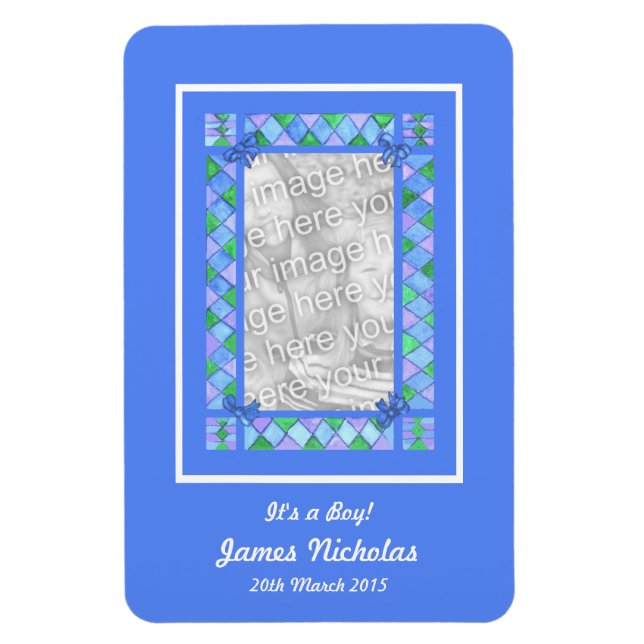 New Baby Boy Announcement Flexible Magnet (Vertical)