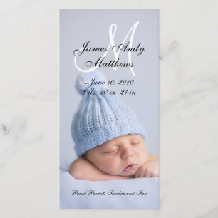 New Baby Boy Birth Announcement Photo Cards