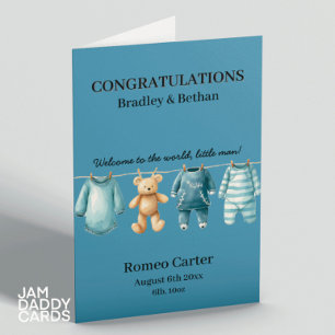 New Baby Boy Blue Customisable   Card