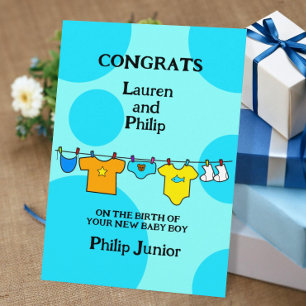 New Baby Boy Congratulations Customisable Card