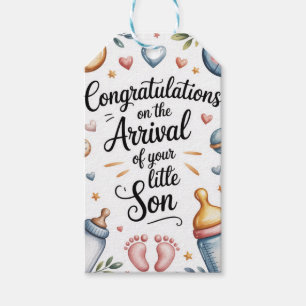 New Baby Boy Congratulations Watercolor Gift Tags