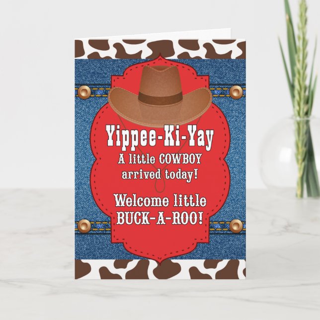New Baby BOY Congratulations Western Cowboy Theme Card (Front)