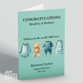 New Baby Boy Customisable Card