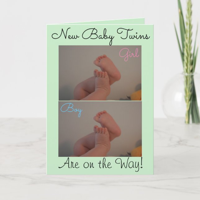 New Baby Boy Girl Twins On the Way PHOTO Card (Front)