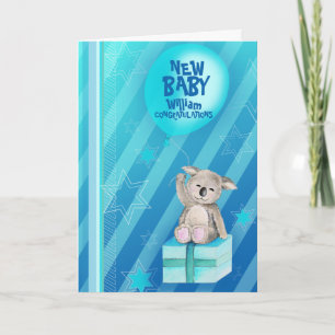 New baby boy Keddy Koala Card Blue