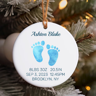New Baby Boy Keepsake, Newborn Stats Ornament