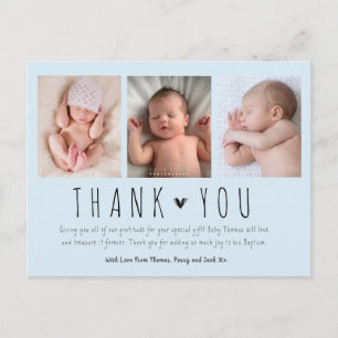 New baby boy, modern photo thank you card