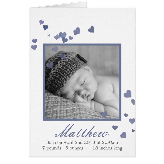 New Baby Boy Photo Birth Announcement (Front)