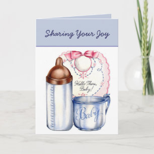 New Baby BOY sharing your joy  retro vintage Announcement