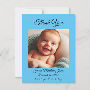New Baby Boy Thank You Card/Announcement Invitation