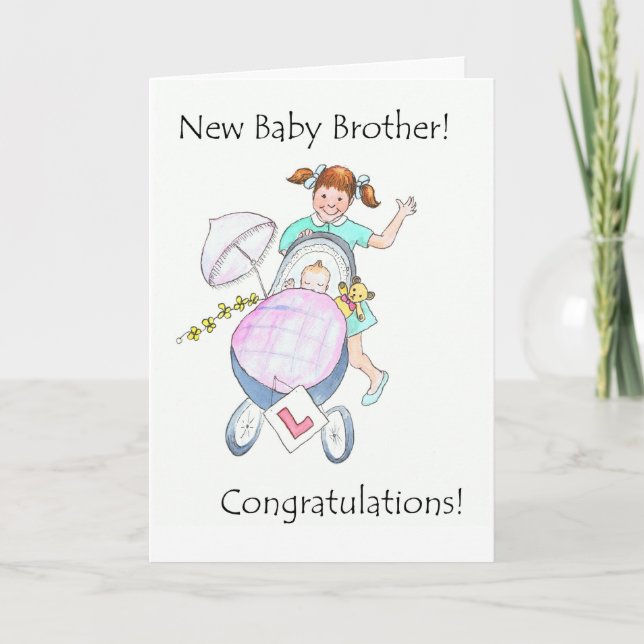 New Baby Brother Congratulations Card (Front)