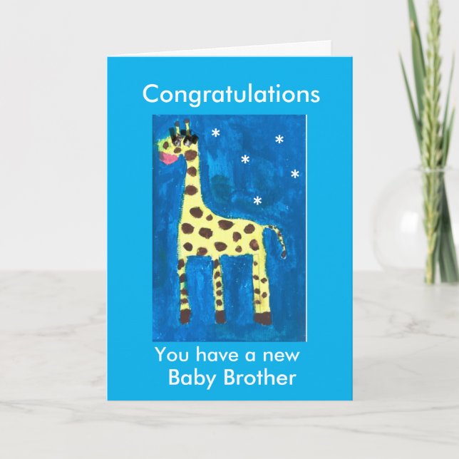New baby brother giraffe  card (Front)