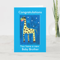New baby brother giraffe  card