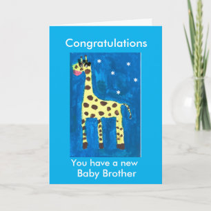 New baby brother giraffe  card