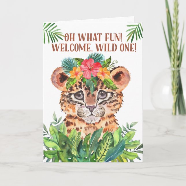 New Baby Congratulations Baby Cheetah Jungle Theme Card (Front)
