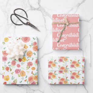 New Baby Congratulations Flowers Wrapping Paper Sheet